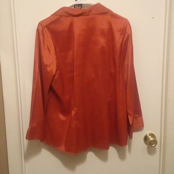 Cato Elegant Office Burn Orange Button Down Blouse - Size 14/16W - Picture 3 of 4